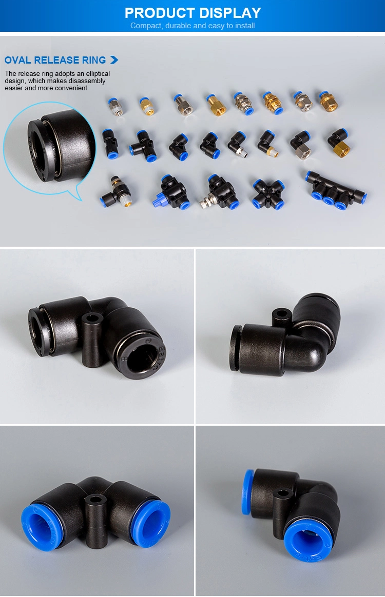 Factory Hot Sale Hose Tube Elbow Connector 90 Degree Hose Plastic Quick Pneumatic Fitting